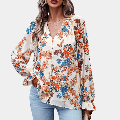 Elegante gebloemde damesblouse