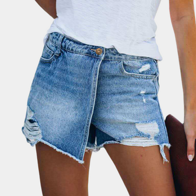 Hildegard - Modieuze asymmetrische denim shorts voor dames